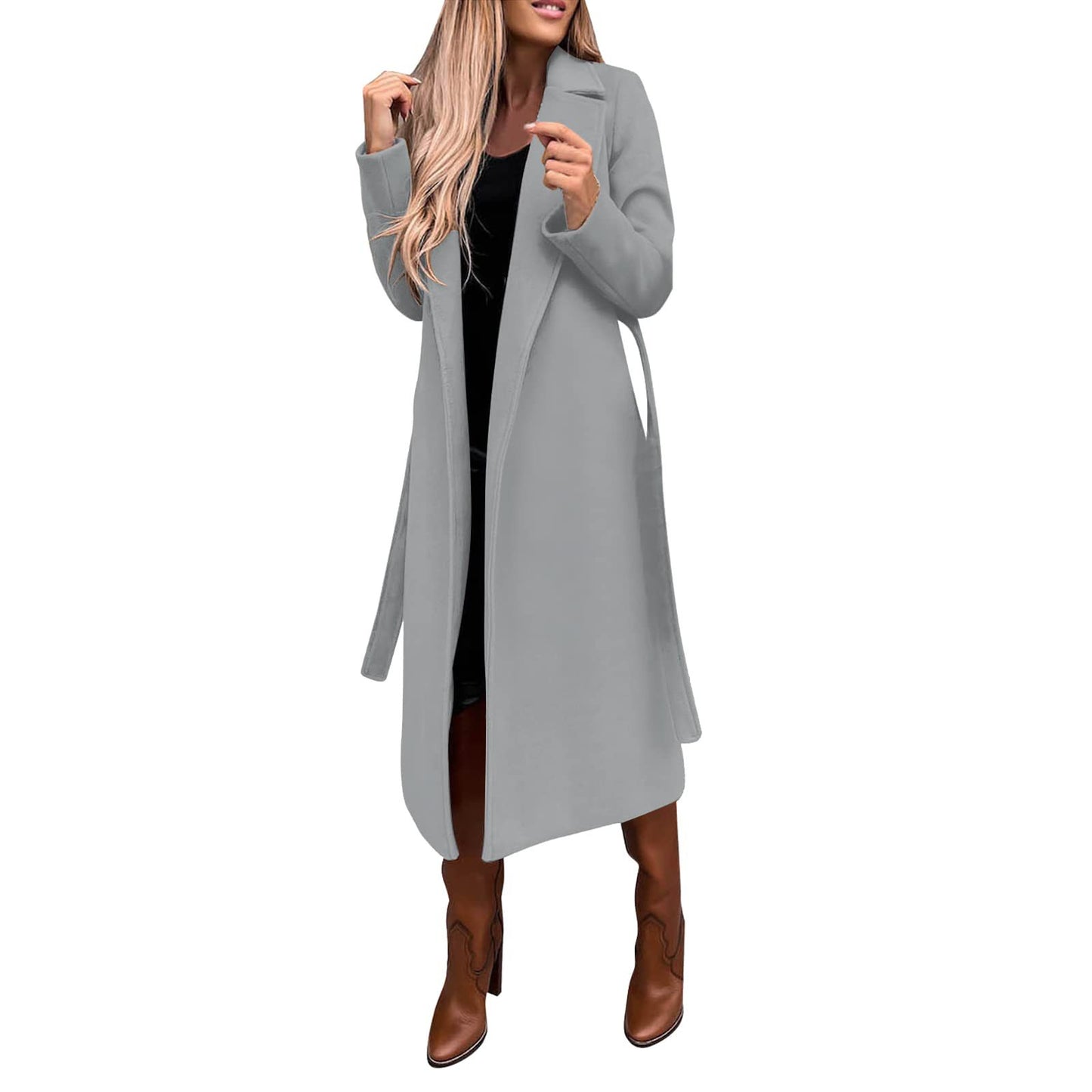 Women's Clothing Solid Color Polo Collar Long-sleeved Woolen Coat