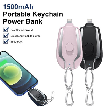 1500mAh Mini Power Emergency Pod Keychain Charger With Type-C Ultra-Compact Mini Battery Pack Fast Charging Backup Power Bank